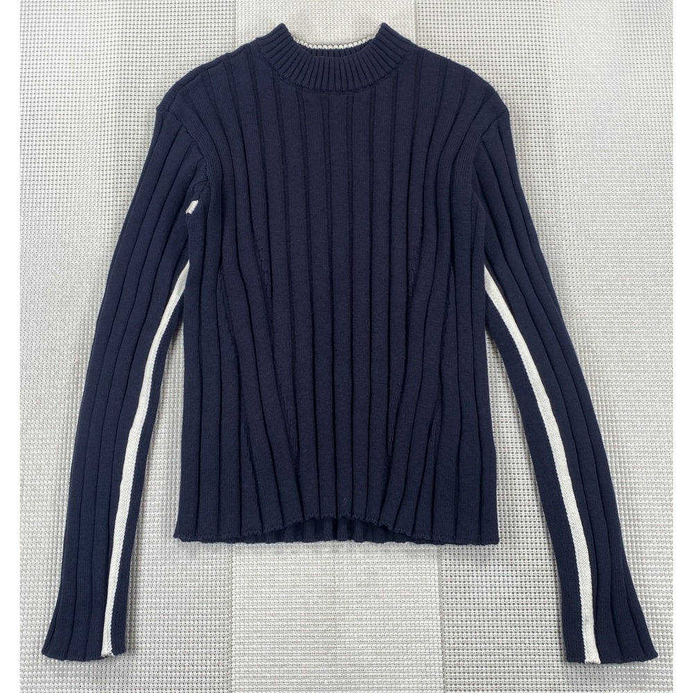Faherty Game Set Crew Sweater Team Navy Blue Cotton Cashmere Women's Small